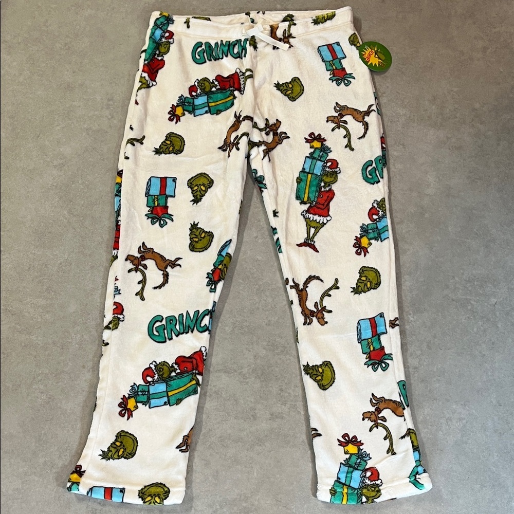 The Grinch fleece Pajama Pants Bottoms - NEW. large. Lounge in comfort & warmth - Picture 9 of 9